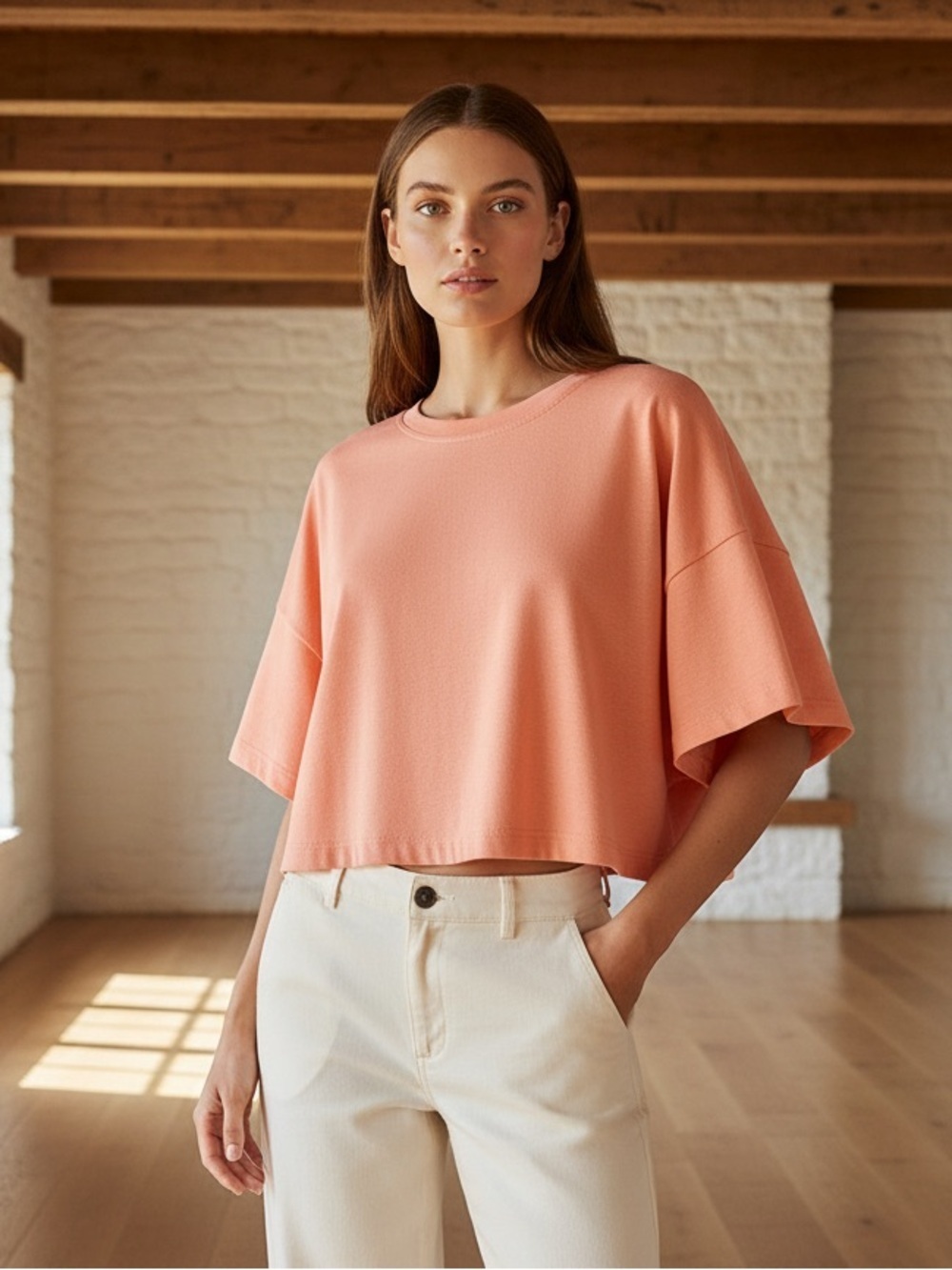Zenana Outfitters Oversized Tee in Coral Peach